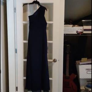 Navy Blue floor length bridesmaids dress